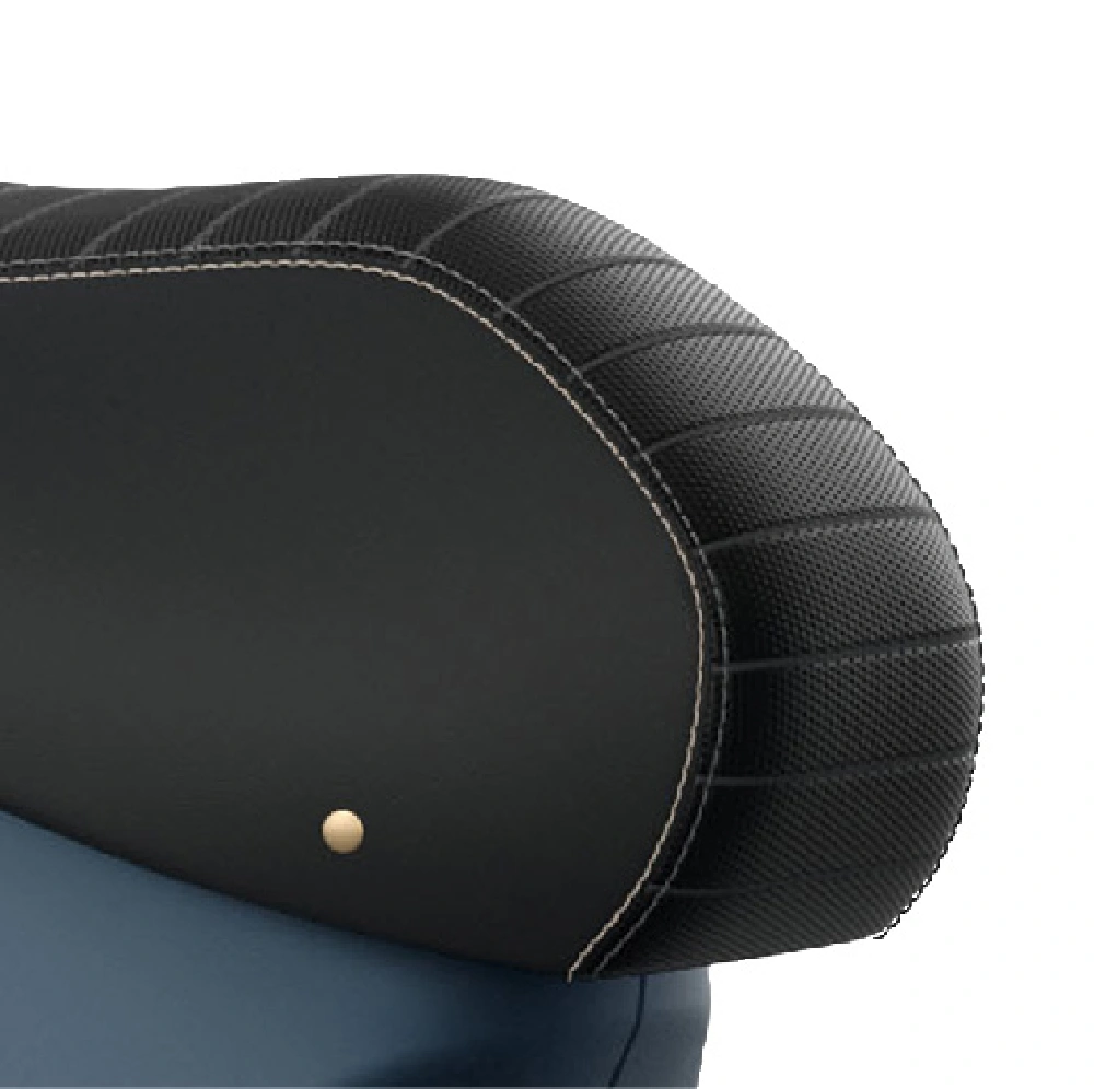 Dedicated Saddle Cover and Saddle With Horizontal Grooves, Shiny Warm-Brass Rivets and Contrast Stitching