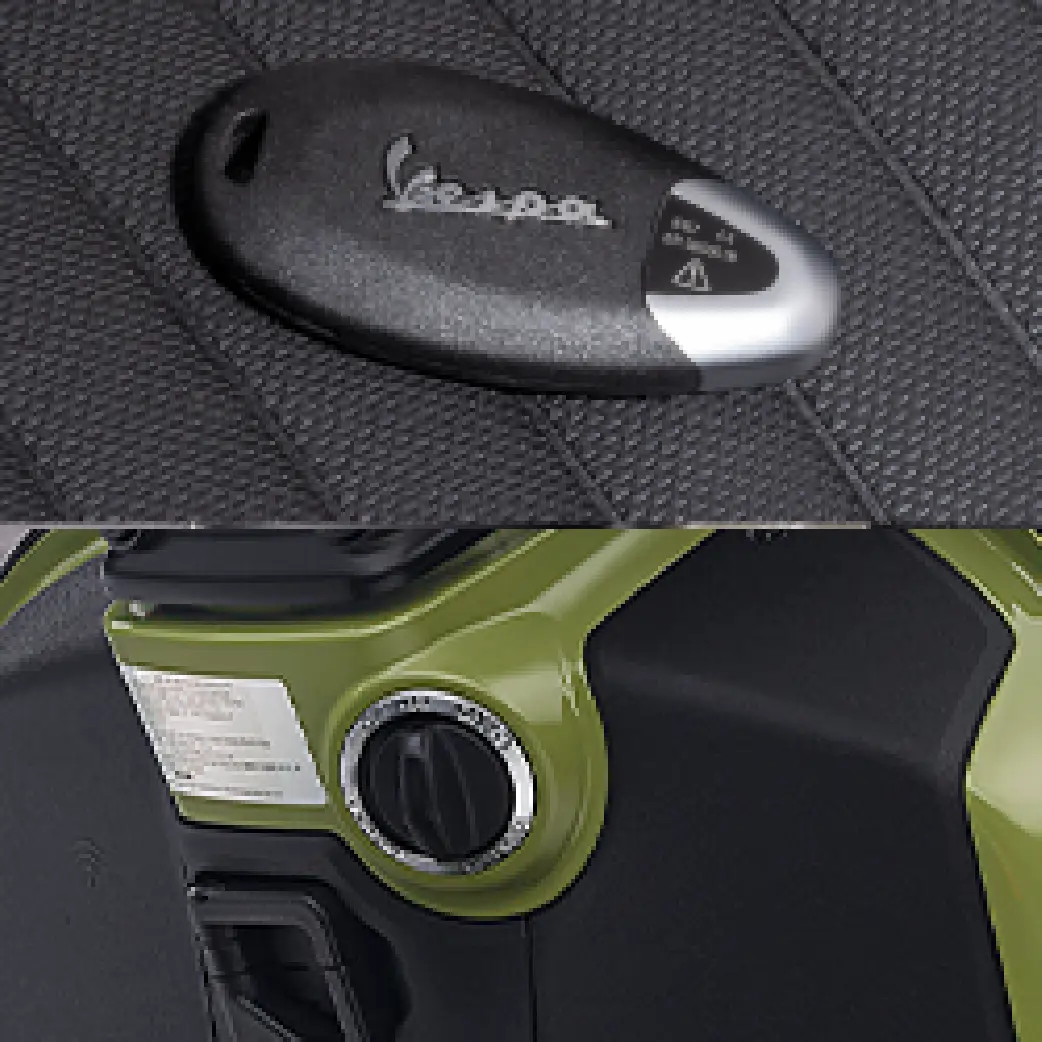 • Keyless System and Bike Finder• Electric Remote Seat Opening• Start and Stop•Immobilizer